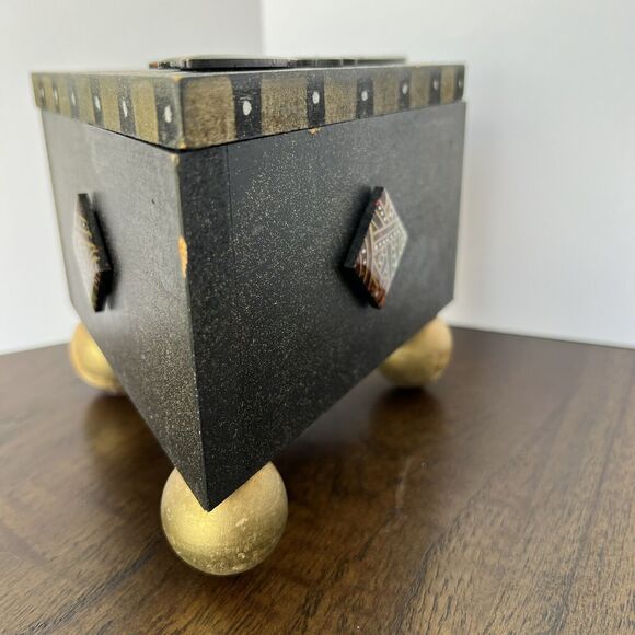 Vintage Halloween Jewelry Trinket Box, Wood, M.G.S. Art Forms 1995 Hand Painted - Picture 4 of 11